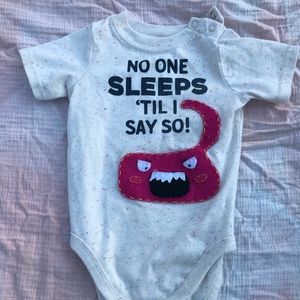 Custom upcycled funny monster felt patch onesie